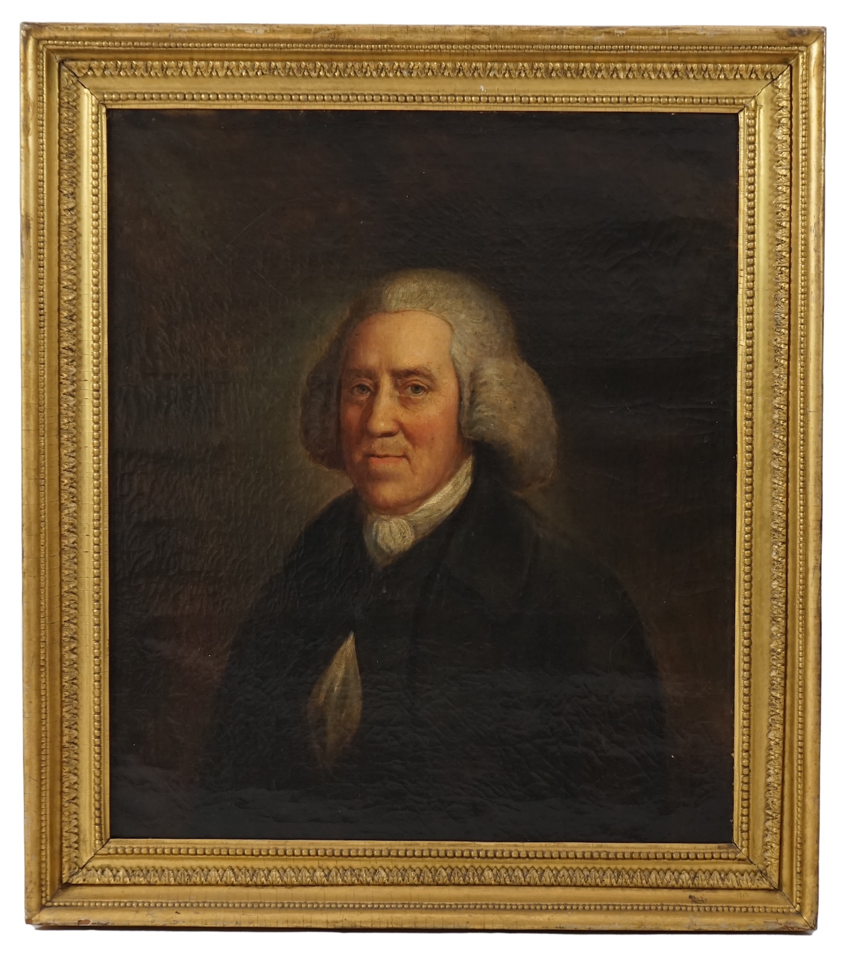 Late 18th century English School , Portrait of a gentleman wearing a black coat, oil on canvas, 72 x 62cm